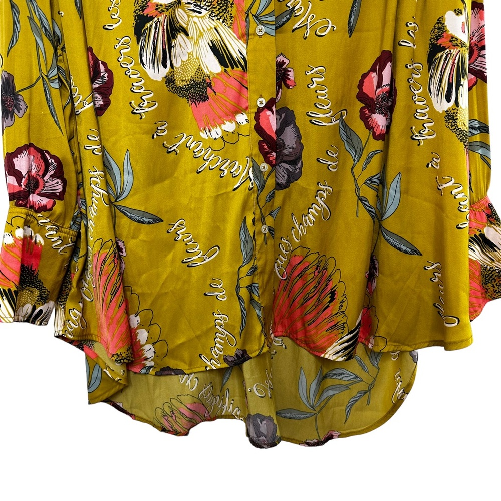 Free People Magnifique Marigold Long Sleeve Oversized Button Down EUC Size M - Picture 8 of 15